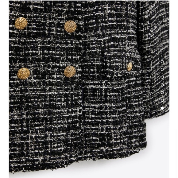 ZARA Double Breasted Textured Weave Coat - Picture 9 of 11